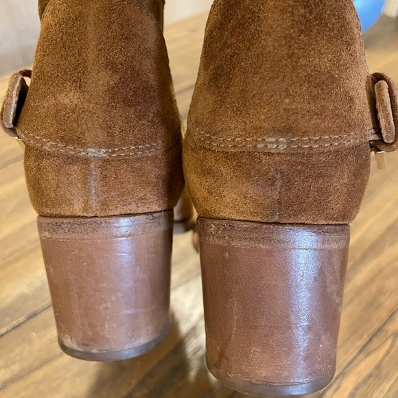 Laurence Dacade Babacar Camel Quilted Round Toe Buckle Suede Boots Size 37 6.5 - Picture 8 of 13